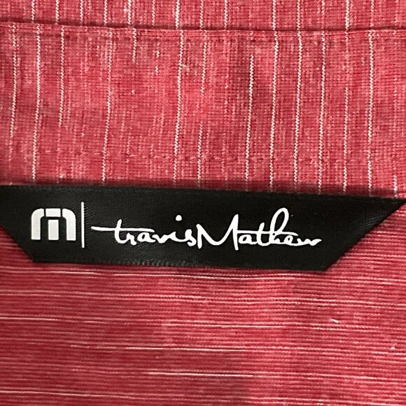 Travis Mathew Polo Shirt Men Large L Red Stripe Golf Short Sleeve Casual - Picture 2 of 13